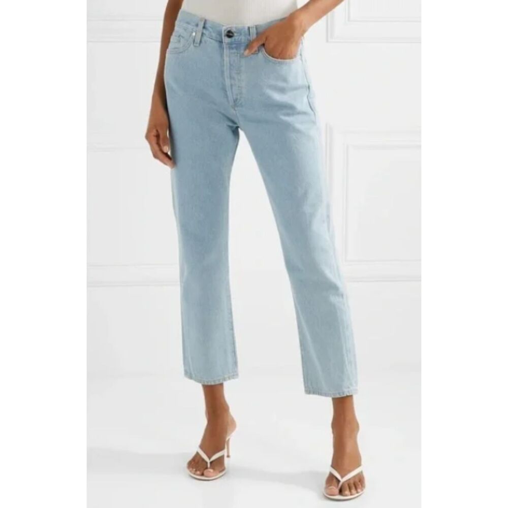 Goldsign Marled Blue Light Wash The Low Slung Button Fly Crop Jean Size 32